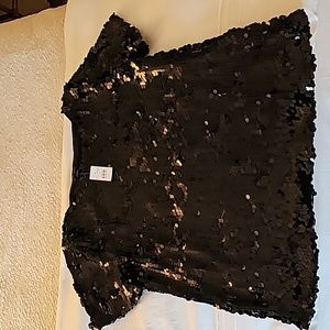 ANN TAYLOR Black Sequin top, with tag.